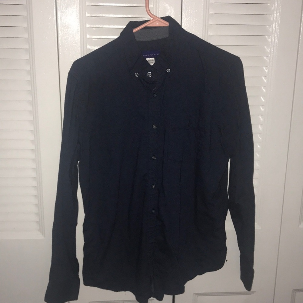 Navy Blue button down long sleeve shirt